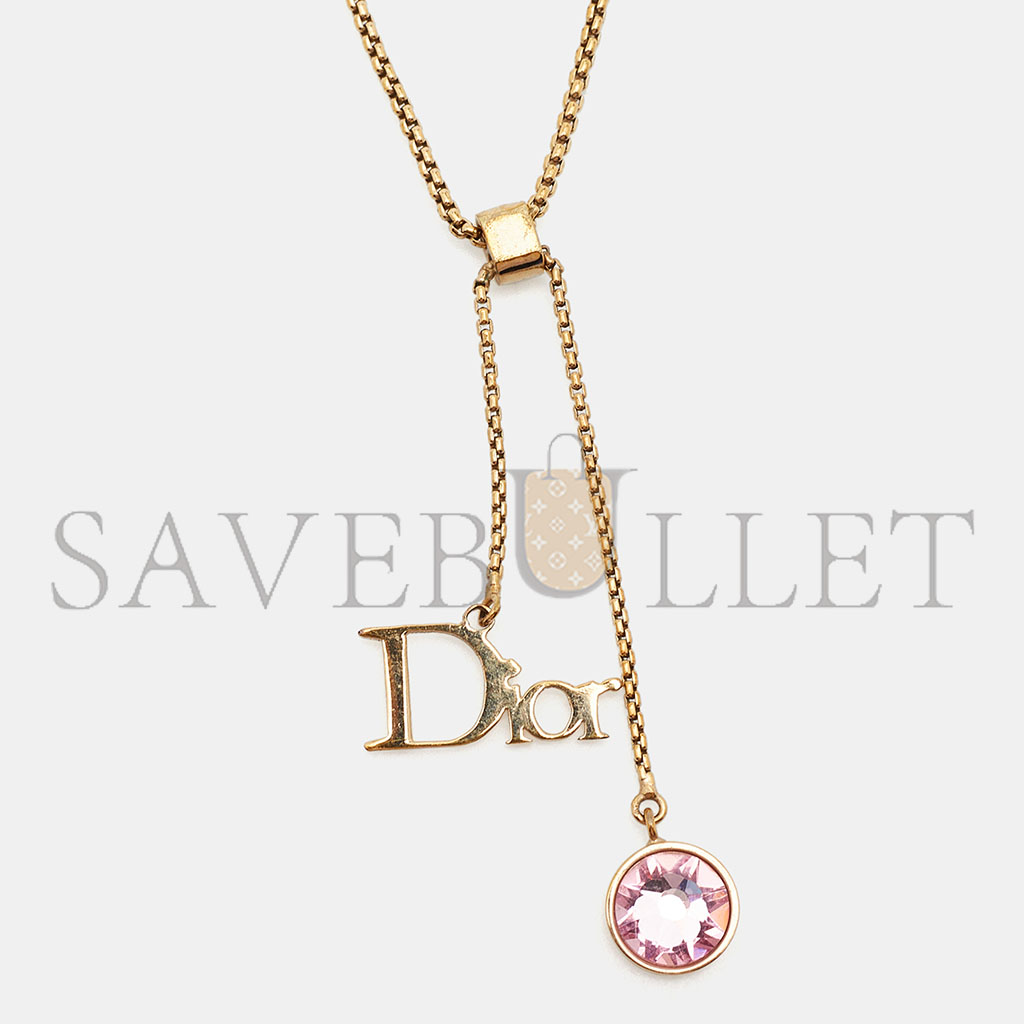 DIOR PINK CRYSTAL GOLD TONE NECKLACE N3052WOMCY_D03S